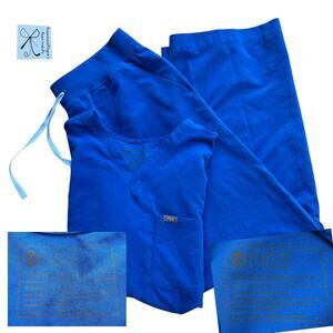 Figs Scrub Catarina Top and High Waisted Isabel Wide Leg 2-PC Set Sz XL/XLT